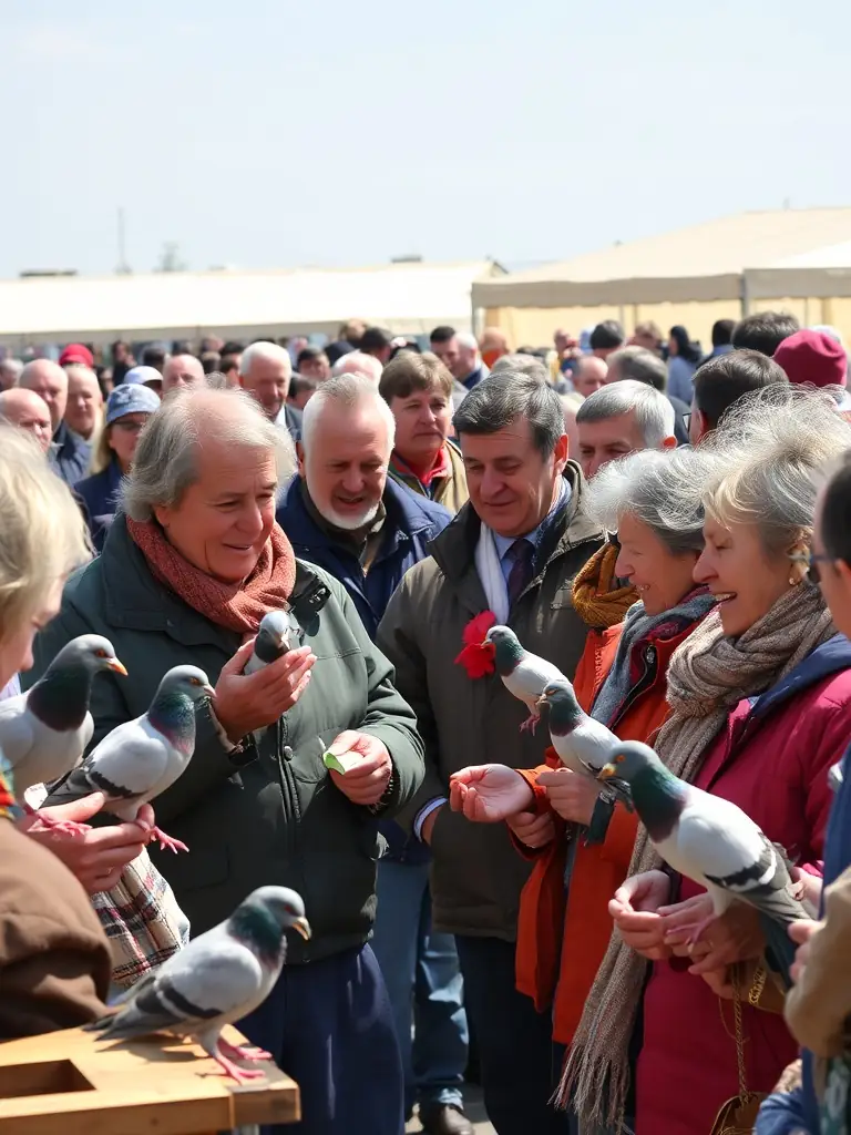 A diverse group of members gathered at a GROUPEMENT COLOMBOPHILE DE LA CHARENTE 1 event, showcasing community engagement and knowledge sharing among pigeon racing enthusiasts.